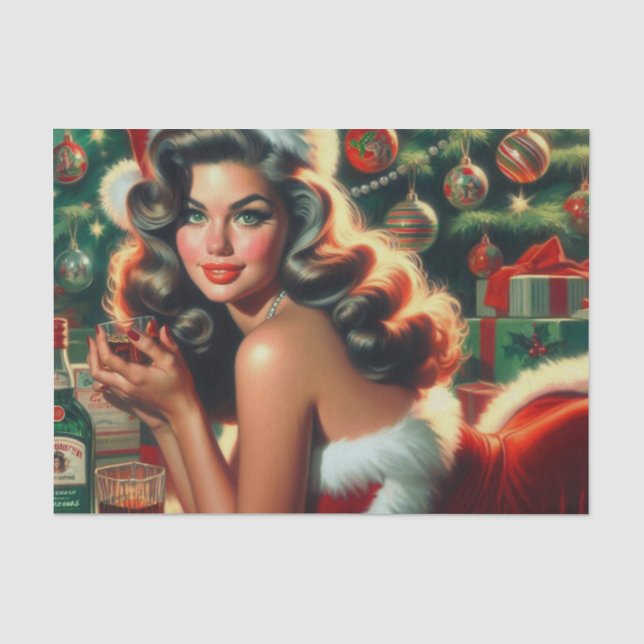Papier Mousseline Fille de Noël Vintage (Recto)