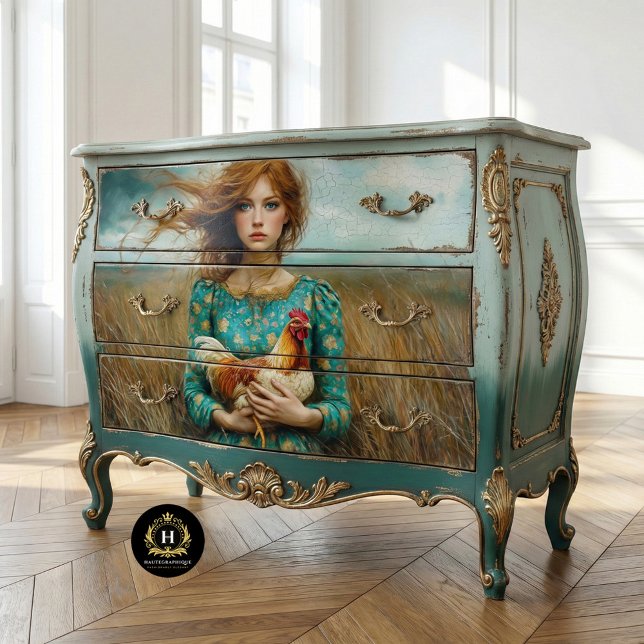 Papier Mousseline Fille des Prairies avec découpage de poulet (Créateur téléchargé)