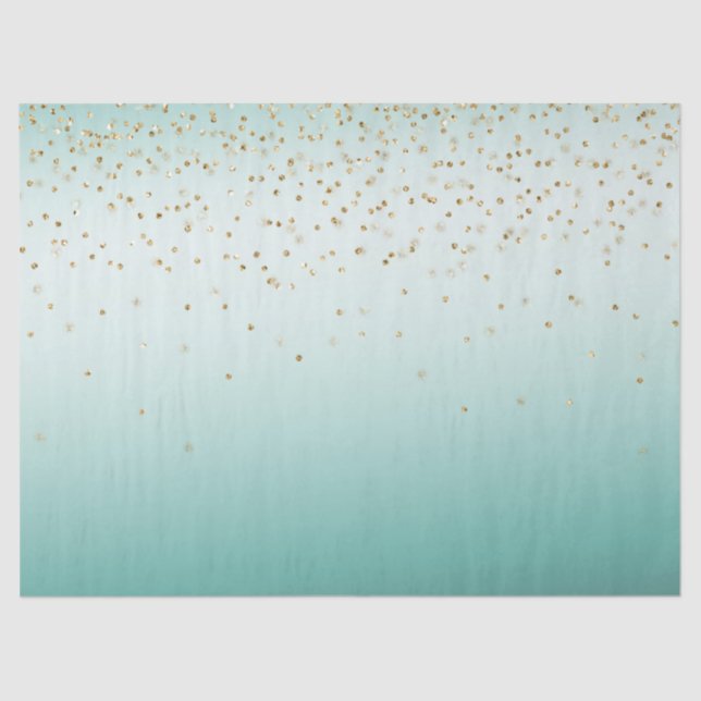 Papier Mousseline Fille Glam Gold Sparkle Confetti Mint Ombre (Recto)