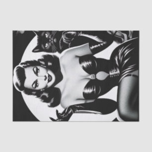 Papier Mousseline Fille Glamor Chat Noir