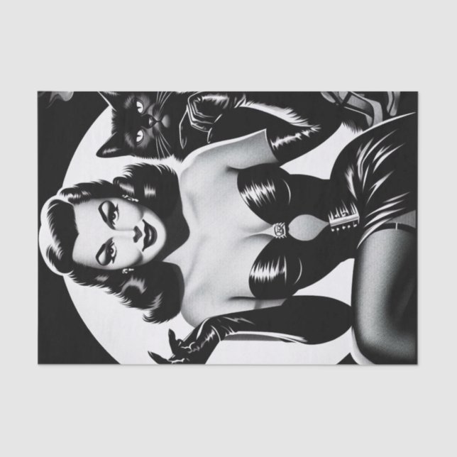 Papier Mousseline Fille Glamor Chat Noir (Recto)