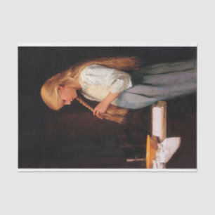 Papier Mousseline Fille lui tresser les cheveux par Albert Anker 