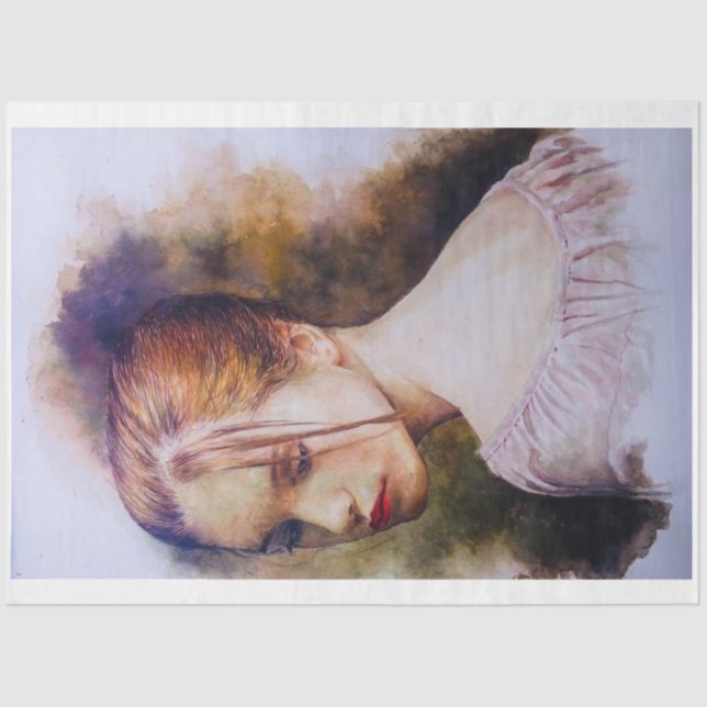 Papier Mousseline Fille Nostalgique En Papier Tissu Rose (Recto)