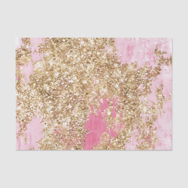 Papier Mousseline Fille Parties scintillant or rose Anniversaire (Recto)
