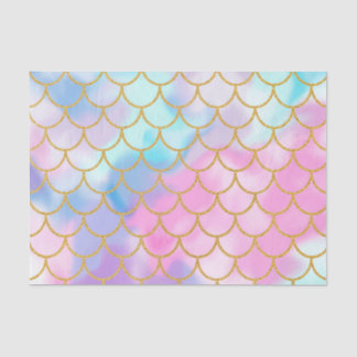 Papier Mousseline Fille Pastel Ombre Parties scintillant or Sirène
