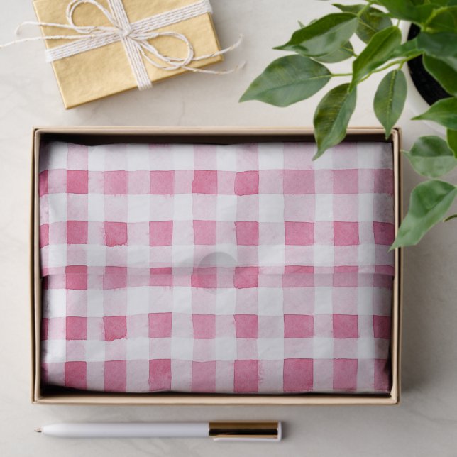 Papier Mousseline Fille Pink Plaid Stripes Anniversaire (Cadeau)
