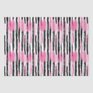 Papier Mousseline Fille rose blanc noir Zèbre rayures
