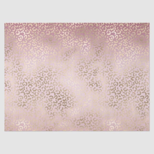 Papier Mousseline Fille Rose Blush Gold Ombre Empreinte de léopard (Recto)