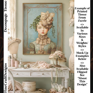 Papier Mousseline Fille victorienne Shabby Chic encadrée FN5R Découp