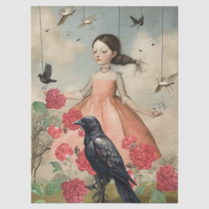 Papier Mousseline Fille Victorienne Vintage Roses de Chou Rouge & Co