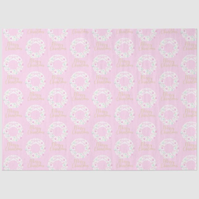 Papier Mousseline Fils de Noël Joyeux Noël rose (Recto)