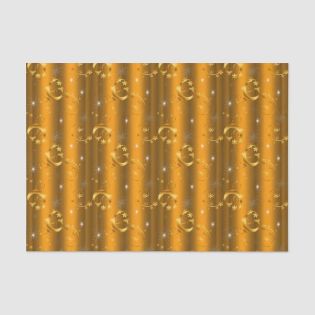 Papier Mousseline Fils et étoiles d'or Noël luxueux (Recto)