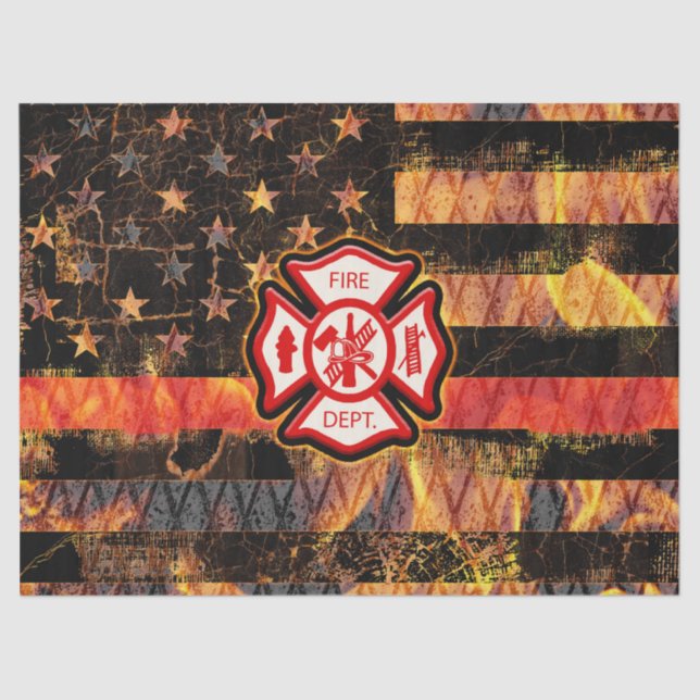 Papier Mousseline Firefighter Cross and Flames (Recto)