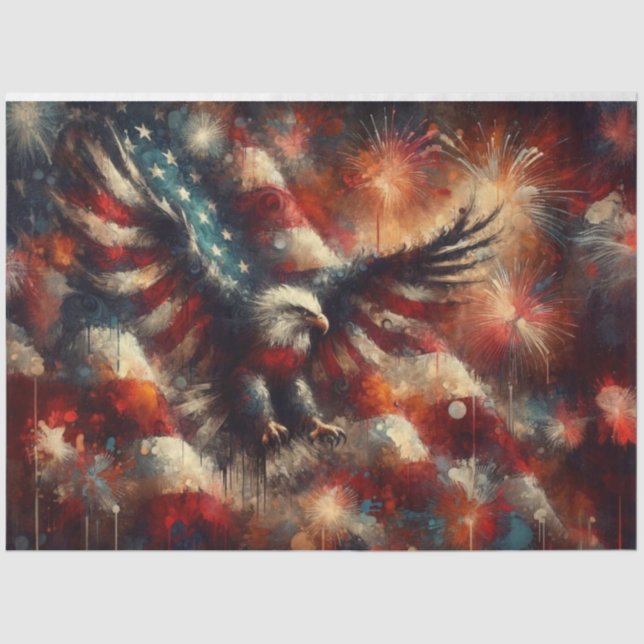 Papier Mousseline Fireworks Freedom Patriotic Eagle découpage papier (Recto)