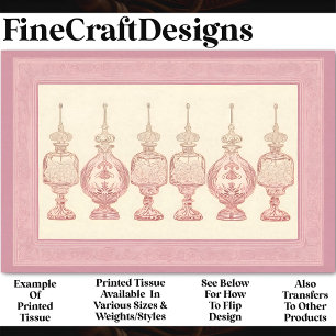 Papier Mousseline Flacons de parfum rose fardé Découpage AD7