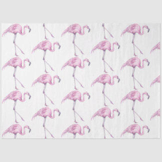 Papier Mousseline Flamant rose aquarelle série 17