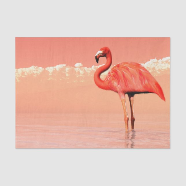 Papier Mousseline Flamant rose dans l'eau - 3D rendent (Recto)