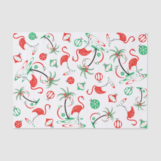 Papier Mousseline Flamant rose de Noël rouge Papier à tissu multiple (Recto)