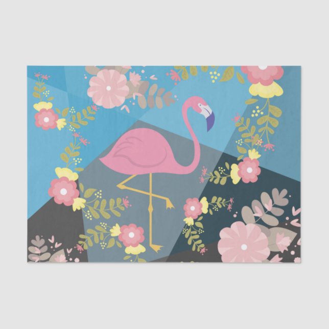 Papier Mousseline Flamant rose floral Girly rose mignon chic à la (Recto)