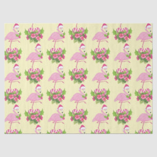 Papier Mousseline Flamant rose rose à Santa Hat Noël Whimsical