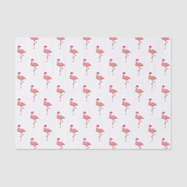 Papier Mousseline Flamant rose rose Motif du Père Noël (Recto)