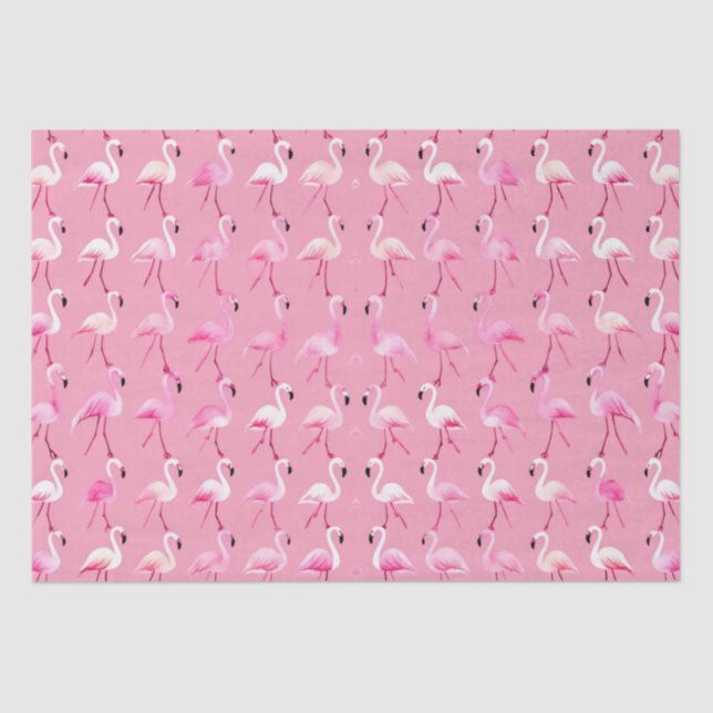 Papier Mousseline Flamant rose rose paradis : Motif aquarelle (Recto)
