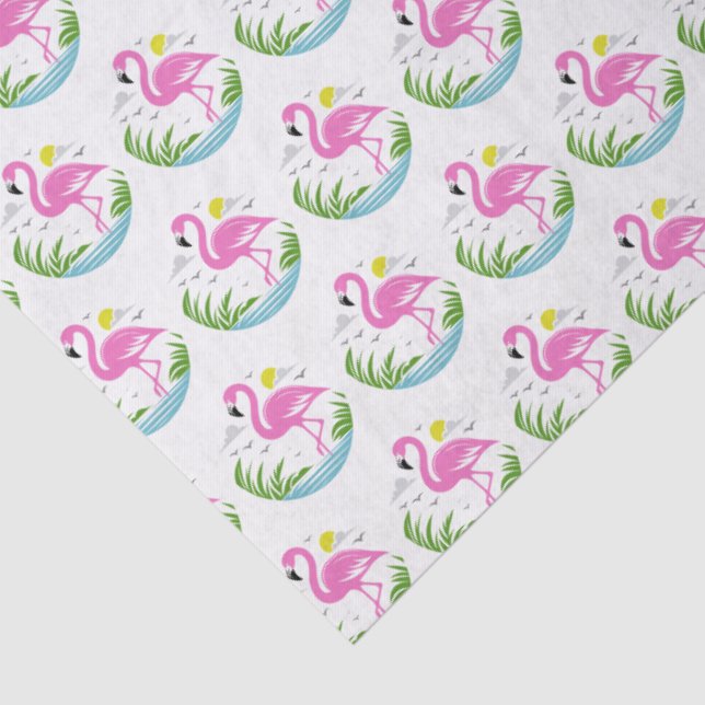 Papier Mousseline Flamant rose rose tropical dans l'eau, Soleil, Nua (Détail)