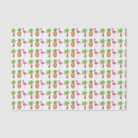 Flamant rose rose tropical Palmier vert Ananas