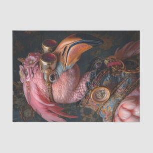 Papier Mousseline Flamant rose Steampunk