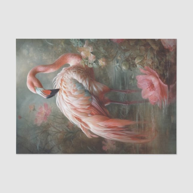 Papier Mousseline Flamant rose tropical (Recto)
