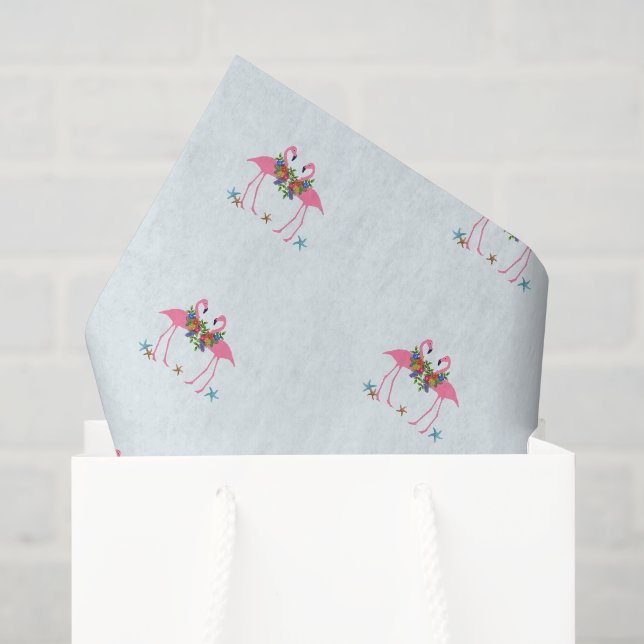 Papier Mousseline Flamants roses de Noël Starfish (Sac cadeau)