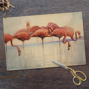 Papier Mousseline Flamants roses de Sidney Long 1917