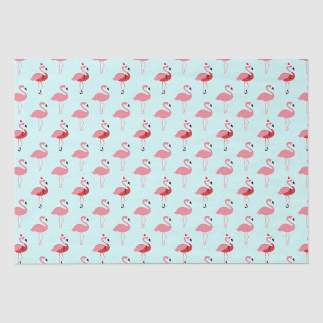 Papier Mousseline Flamants roses Père Noël Flamingo Modèle de Noël b (Recto)