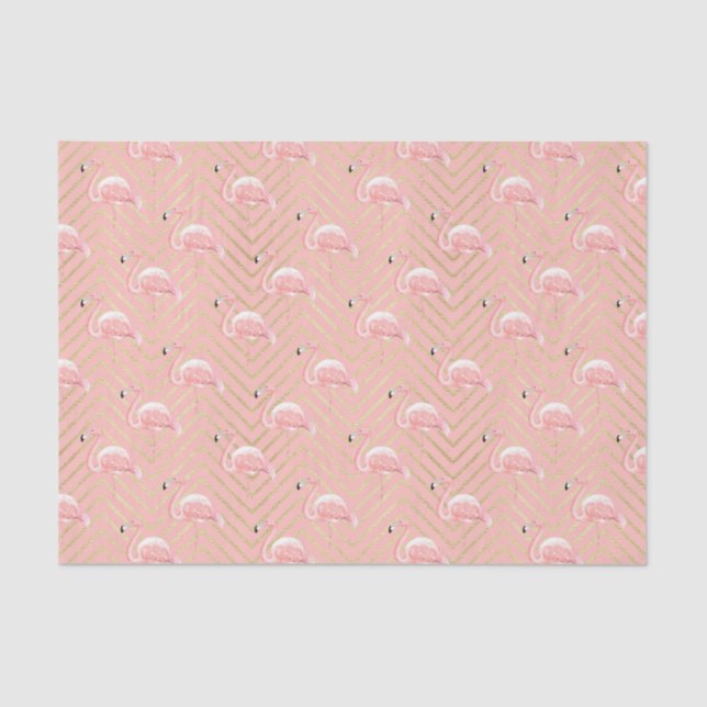 Papier Mousseline Flamants roses roses (Design 13 Pink Series) (Recto)