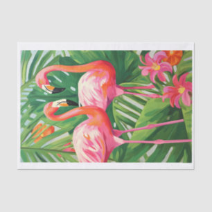 Papier Mousseline Flamants roses tropicaux colorés Tissu de découpag