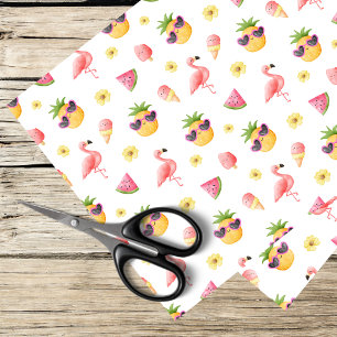 Papier Mousseline flamingo, ananas, design d'été