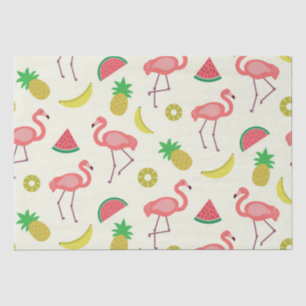 Papier Mousseline Flamingo avec pastèque et ananas