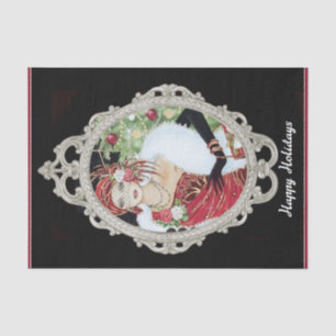 Papier Mousseline Flamme de Noël Fille éblouissante Robe Rouge & Or