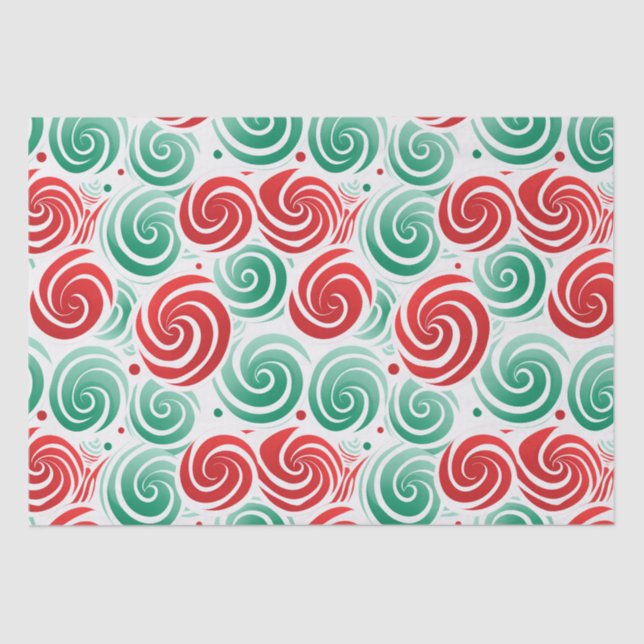 Papier Mousseline Flamme de Noël rouge, vert et blanc (Recto)