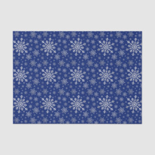 Papier Mousseline Flammes de neige gris argent mignonne sur bleu