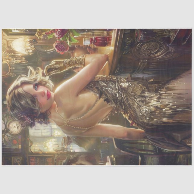 Papier Mousseline Flapper fille or (Recto)