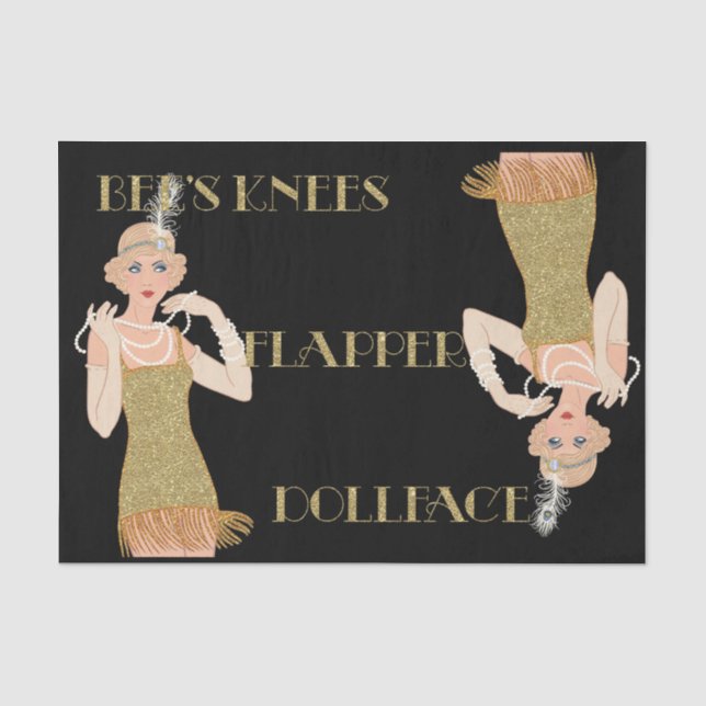 Papier Mousseline Flapper Gold Parties scintillant des années 20 Roa (Recto)