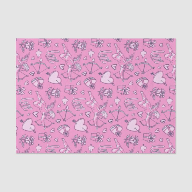 Papier Mousseline Flèche croustillante Roses roses roses Motifs Sain (Recto)