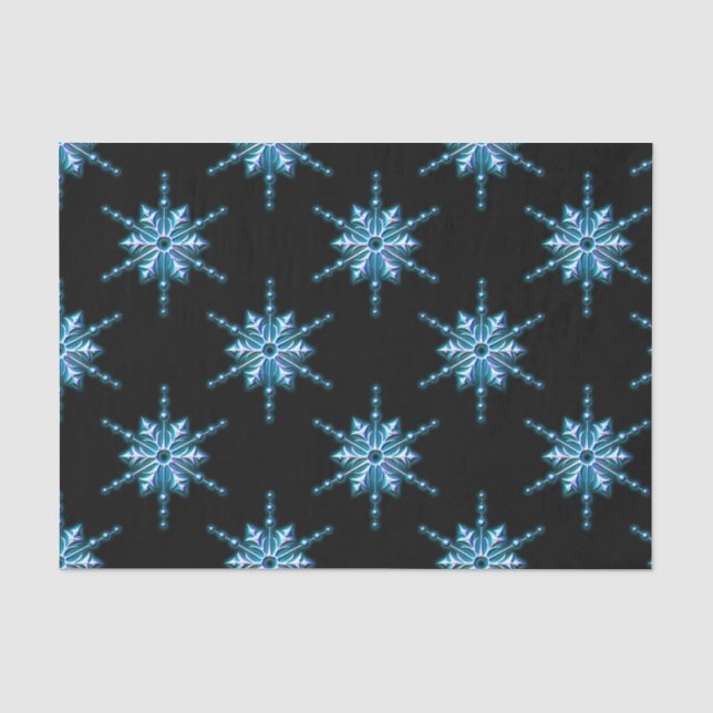 Papier Mousseline Flèche de neige de Noël bleu (Recto)