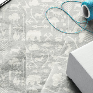 Papier Mousseline Flèches Cerfs Ours et Nuages Motif