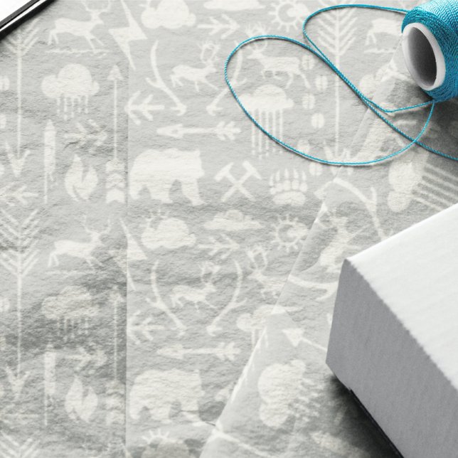 Papier Mousseline Flèches Cerfs Ours et Nuages Motif (This listing is for tissue paper but you can transfer design to any product.)