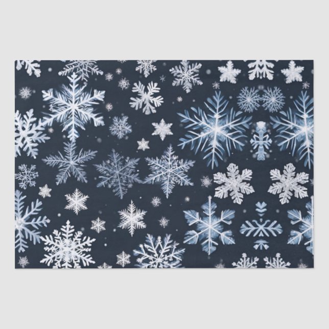 Papier Mousseline Flèches de neige Design hiver Bleu froid mou (Recto)