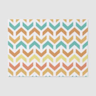 Papier Mousseline Flèches rétro Chevron Orange Or Turquoise
