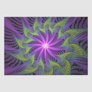 Papier Mousseline Fleur Abstraite Moderne de Fractale d'Art Violet V
