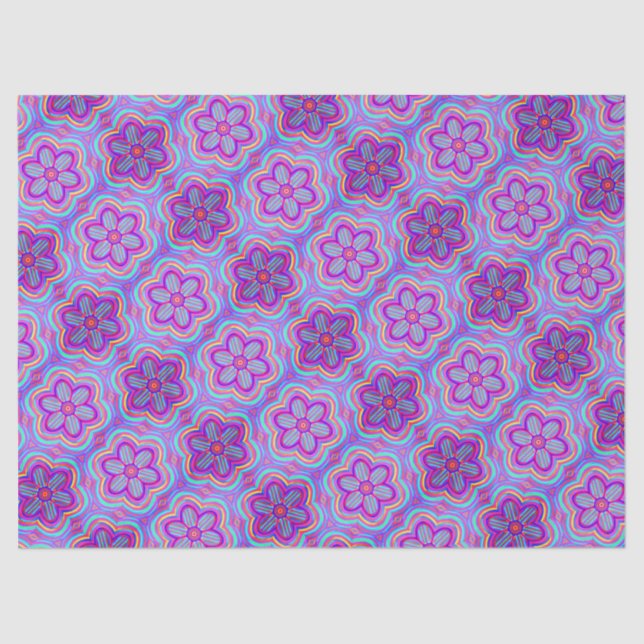 Papier Mousseline Fleur Boho mignonne Motif Floral Joli Cool violet (Recto)